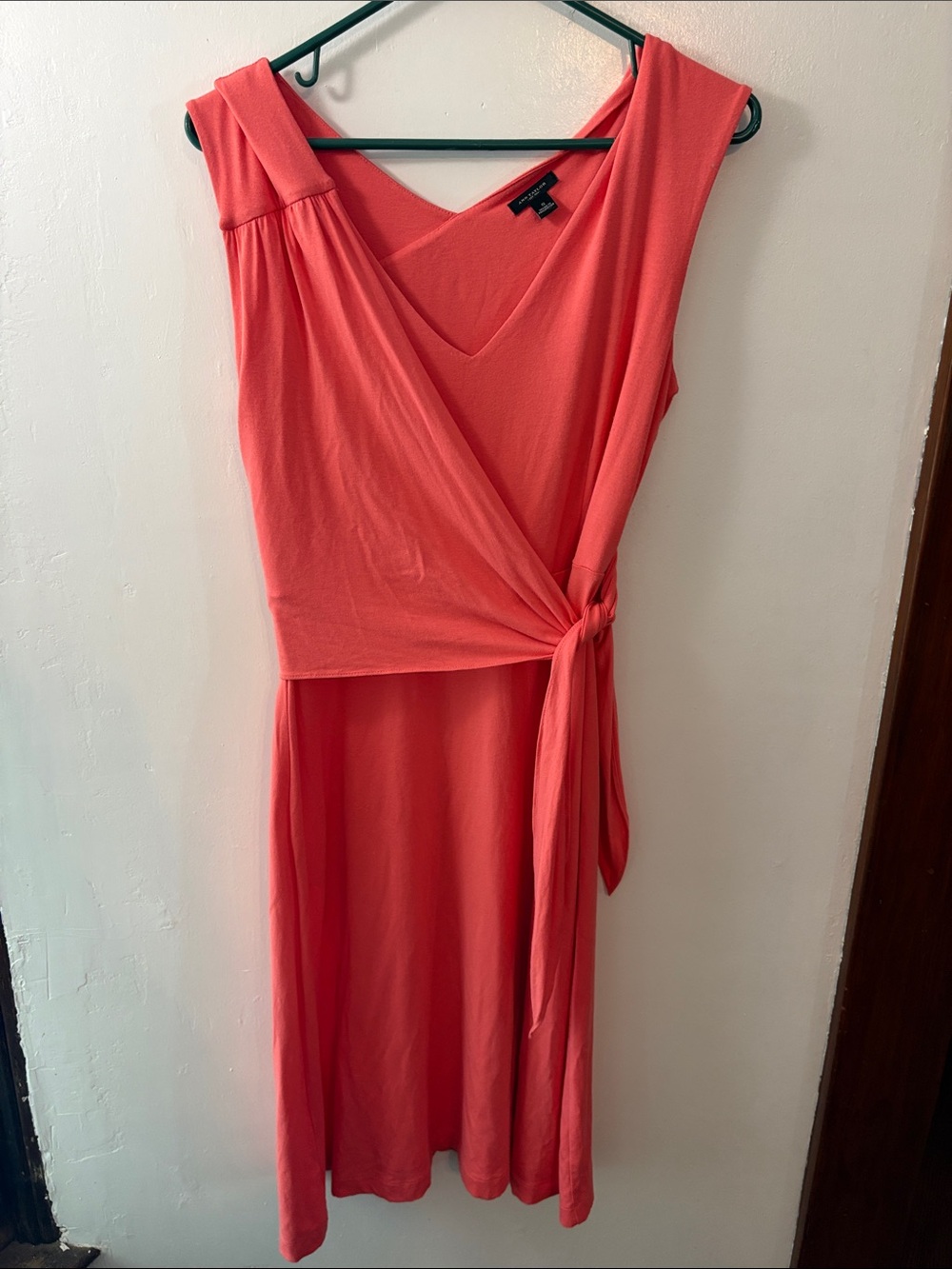 Ann Taylor Coral Sleeveless Wrap-Style Midi Dress Size Small